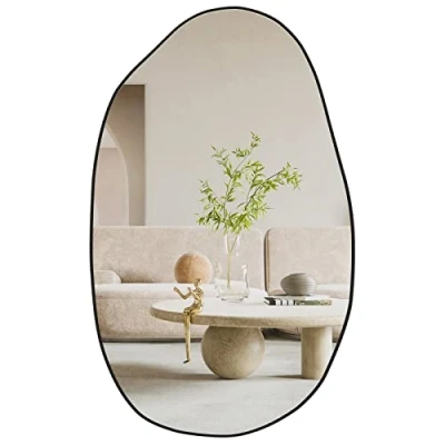Afbeelding van CASSILANDO Onregelmatige wandspiegel, asymmetrische unieke make upspiegel, decoratieve spiegel voor woonkamer, badkamer, slaapkamer, entree, wanddecoratie, 85 x 52 cm