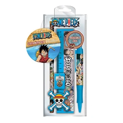 Afbeelding van 5 delige schrijfwarenset met pen, potlood, liniaal, puntenslijper en gum, voor meisjes, jongens, mannen vrouwen Officieel product