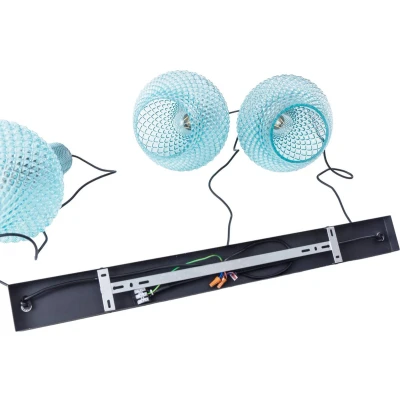 Afbeelding van Lindby hanglamp 3lichts Glas, metaal E27 lichtblauw, zwart