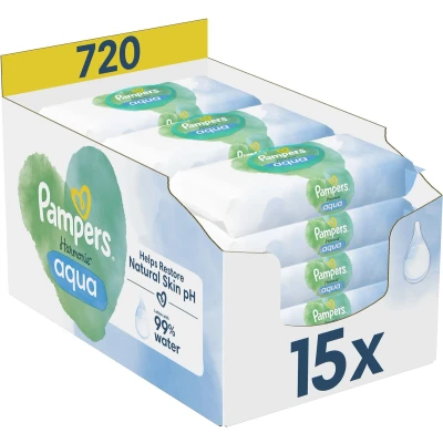 Afbeelding van Pampers Billendoekjes Harmonie Aqua 15x48 =720 doekjes