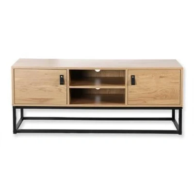 Afbeelding van CALICOSY TV meubel met 2 deuren en centrale nis, Eikenlook L120 cm JILL