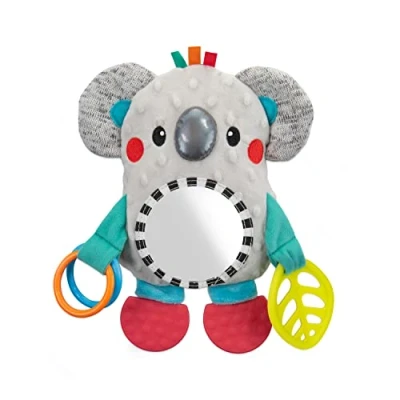 Afbeelding van Sassy Knuffel baby Autostoelspeeltje Met bijtringen en spiegel Koala Mirror