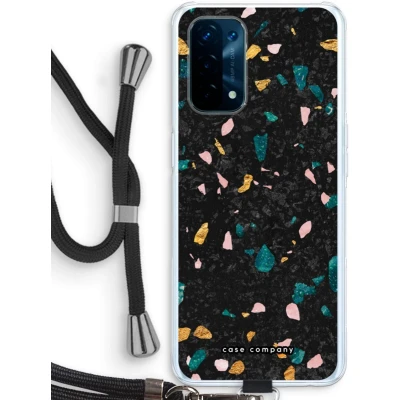 Afbeelding van Case Company® hoesje met Koord geschikt voor Oppo A93 5G Terrazzo N10 Telefoonhoesje Zwart Bescherming aan alle Kanten en Over de Schermrand