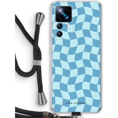 Afbeelding van Case Company® hoesje met Koord geschikt voor Xiaomi 12T Grid Blauw Telefoonhoesje Zwart Bescherming aan alle Kanten en Over de Schermrand