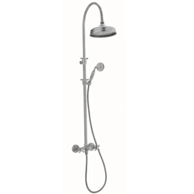 Afbeelding van PB klassieke Doucheset opbouw sterknoppen met regendouche telescopische douchekolom chroom 1208855922
