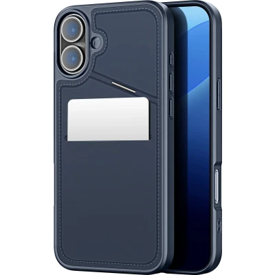 Afbeelding van Dux Ducis Rafi II Series Back Cover met Pasjeshouder en Standfunctie MagSafe Compatible Geschikt voor iPhone 16 Hoesje Blauw