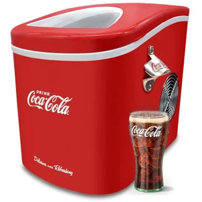 Afbeelding van Coca Cola ijsblokjes machine in 8 13 minuten met flesopener rood