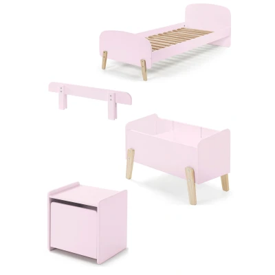 Afbeelding van LUCEVI Kiddy bed + Nachtkastje Uitvalbeveiliging Speelkoffer Roze 90x200 cm