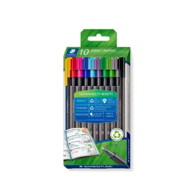 Afbeelding van Staedtler Triplus Fineliner Eco, Doosje Van 10 Stuks, Assorti