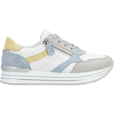 Afbeelding van Remonte Sneakers laag, Dames, Maat: 38, Vapor white aqua sun ciel Leer en imitatieleer