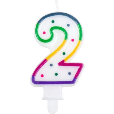 Afbeelding van Kaars 2 jaar Regenboog Stip 8cm