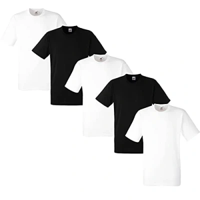 Afbeelding van Fruit of the Loom Set van 5 T shirts voor heren, Wit/Zwart