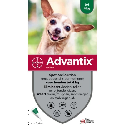 Afbeelding van Bayer Advantix Spot On 40/200 TOT 4 KG PIP (386032)
