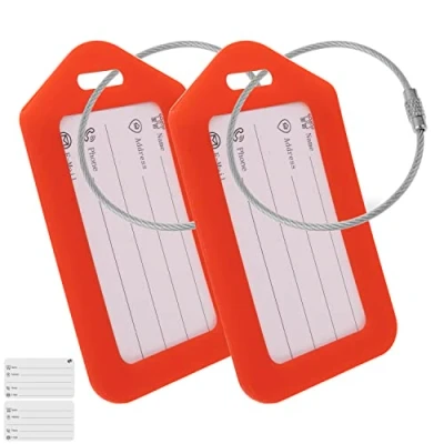 Afbeelding van Set van 2 hoogwaardige bagagelabels met adreslabel, hard plastic, voor vliegreizen, cruises enz., kofferlabel, naamplaatje, etiket