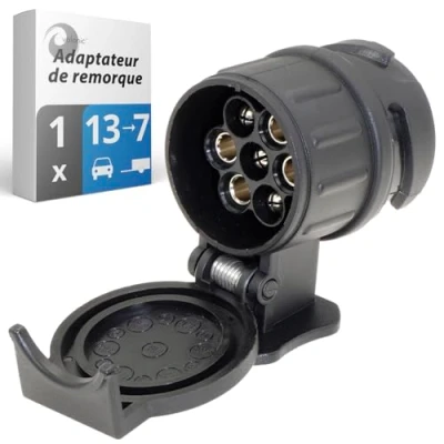 Afbeelding van valonic Aanhangeradapter 13 pins naar 7 zwart voor personenauto&#039;s, aanhangers, vrachtwagens, caravans