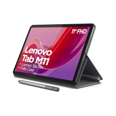 Afbeelding van Lenovo Tab M11 11 inch tablet (MediaTek Helio G88, 8 GB RAM, 128 GB, uitbreidbaar tot 1 TB, 4 luidsprekers, wifi, Bluetooth, Android 13), maangrijs, met hoes en stylus