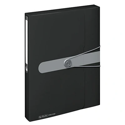 Afbeelding van Herlitz Verzamelbox A4 PP met etiket op de achterkant, 1 stuk designprint, rugbreedte 4 cm, ondoorzichtig zwart