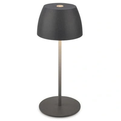 Afbeelding van Briloner Serina Mini Snoerloze LED tafellamp IP44 7503015 Dimbaar Touch Spatwaterdicht Snoerloos Verwisselbare batterij en lichtbron Ø8 x 20 cm Antraciet