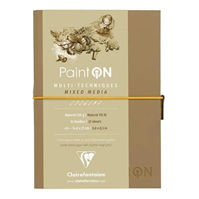 Afbeelding van Clairefontaine Paint&#039;ON travel journal mixed media Zandkleurig papier
