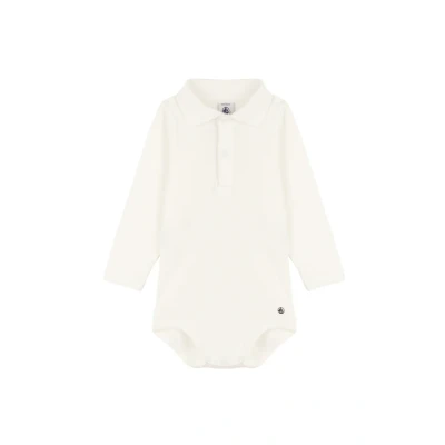 Afbeelding van Petit Bateau Jongens Ceddy romper met polokraag in de kleur Wit, maat: 62
