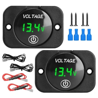 Afbeelding van 2 stuks digitale led voltmeter voor auto, voltmeter, 12 V 24 display, motorfiets waterdichte camper, boot