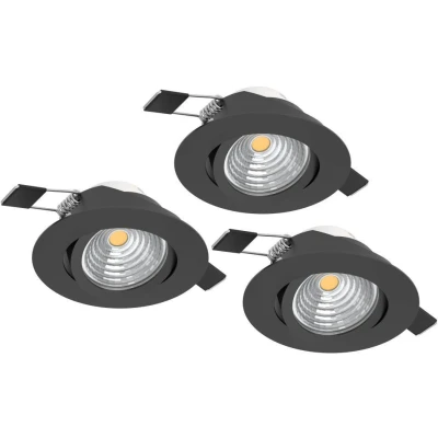 Afbeelding van EGLO Saliceto Inbouwspot LED Ø 8.8 cm Zwart Dimbaar Set van 3 stuks Kantelbaar