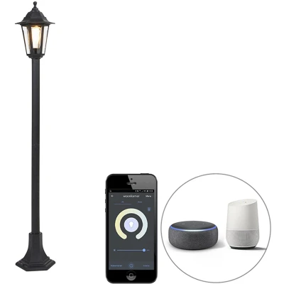 Afbeelding van QAZQA Smart lantaarn zwart 122 cm incl. Wifi ST64 New Haven