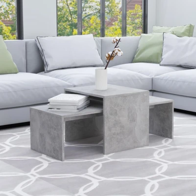 Afbeelding van Salontafelset 100x48x40 cm spaanplaat betongrijs