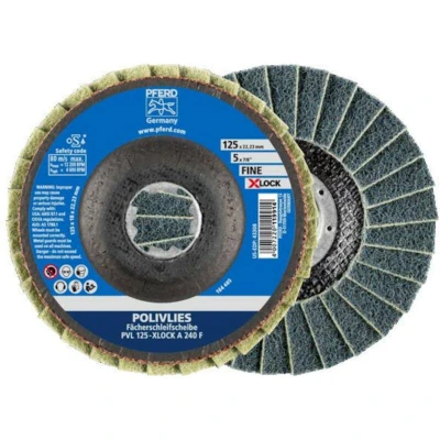Image de PFERD PVL 125 X LOCK A 240 F POLIVLIES disque à lamelles corindon 125mm alésage 22,23mm grain fin pour ponçage 4469421