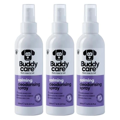 Image de Buddycare Spray Déodorant pour Chiens Apaisant Avec Aloe Vera &amp; Pro Vitamine B5, Lavande, 200 ml (Lot de 3)
