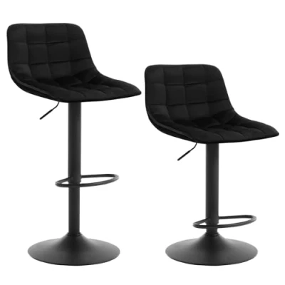 Afbeelding van WOLTU BH273sz 2 Barkruk Zwart Set van verstelbare en 360 draaibaar,Barstoelen draaistoel in Fluweel