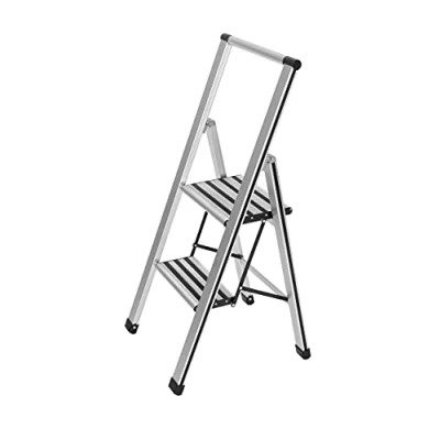 Afbeelding van WENKO Trapladder 2 treden, inklapbaar, aluminium, design, 44 x 94 51 cm, zilverkleurig