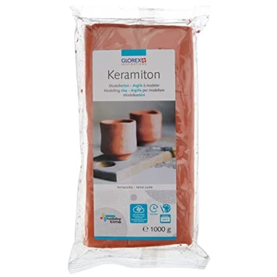 Afbeelding van GLOREX 6 1780 707 Keramiton, terracotta, ca. 1000 g, gebruiksklare modelleermassa, klei eigenschappen, luchtuitharding of ontvlambaar, geurloos bij het verbranden, gemaakt op