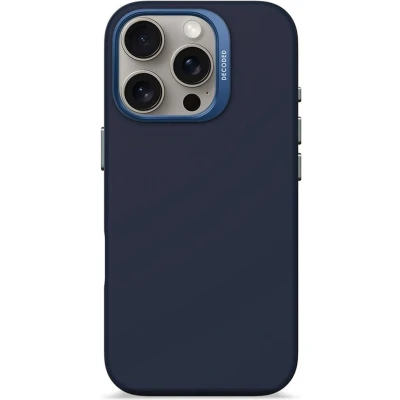 Afbeelding van DECODED Siliconen Hoesje voor iPhone 16 Pro Premium Soft Touch Materiaal Antibacteriële Coating Geschikt MagSafe Navy Blauw Print