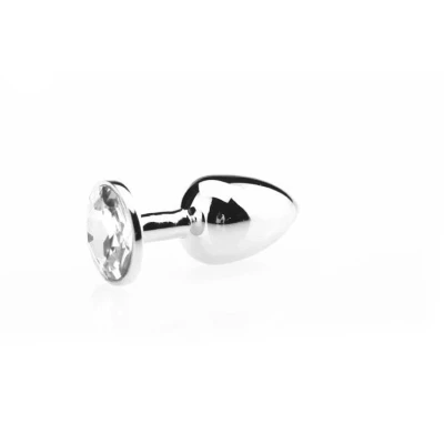 Afbeelding van Zilveren Buttplug met Transparante Siersteen M