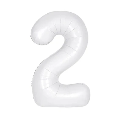 Afbeelding van Unique Party 13962 Giant folieballon getal 2, 86 cm, mat wit