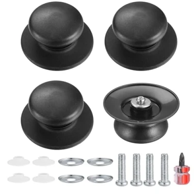 Afbeelding van 4 Stks Pot Deksel Knop, Universele Vervanging Pan Cover Knoppen, Keuken Kookgerei Knop Handvat, Bakeliet Circulaire Handgreep Knoppen