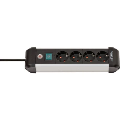 Afbeelding van Premium Alu Line met schakelaar 4 voudig 1,8m H05VV F 3G1,5