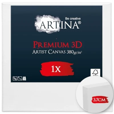 Afbeelding van Artina Schildersdoeken 30x30 cm 3D Premium Voorgerekte Doeken Wit met FSC® Houten Spieraam Stabiele Voorbehandelde Canvas Schildersdoek 380g/m135