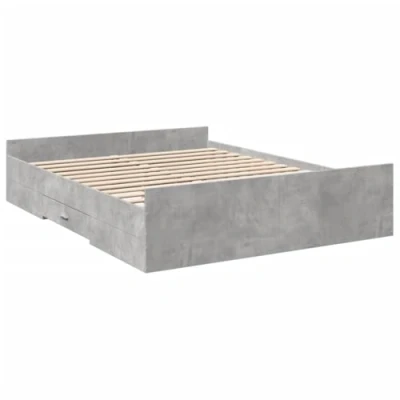 Image de vidaXL Cadre de lit et tiroirs gris béton 140x200 cm bois d&#039;ingénierie