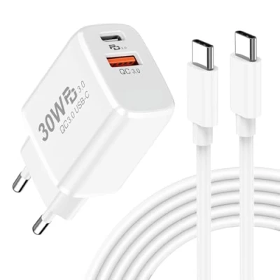 Afbeelding van 30 W USB C oplader voor iPhone 16/15 Pro Max/Plus met 2 m type oplaadkabel, poorts voeding, stekker, snellader PD, compatibel Samsung S24/S23, Xiaomi,