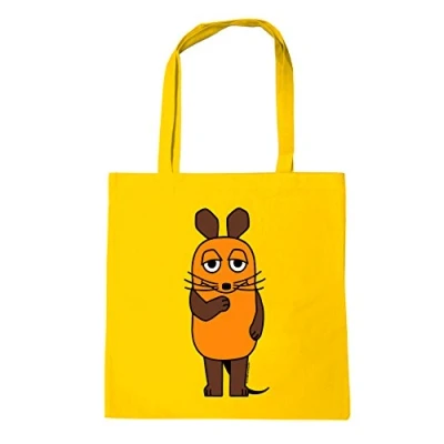 Afbeelding van Logoshirt boodschappentas Herbruikbare De lachende muis Die Sendung mit der Maus Geel, One size fits all, Geel.