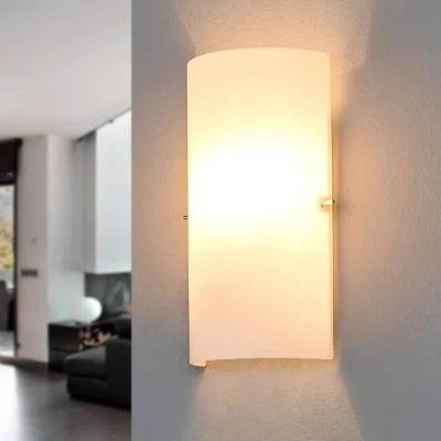 Afbeelding van Lucande wandlamp 1licht glas, metaal H: 28 cm E14 wit