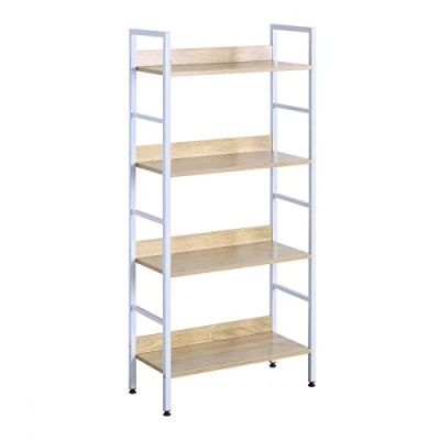 Afbeelding van WOLTU RGB9304hei Opbergplank boekenkast van Metalen in spaanplaat,Keukenplank Opslagplank Wit+eiken 60x27,5x126cm