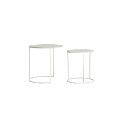 Afbeelding van Light &amp; Living Bijzettafel SADAR Ø52x46cm Wit Set van 2