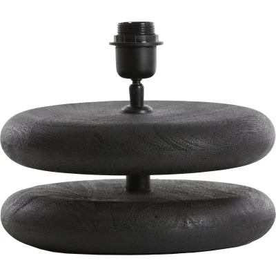 Afbeelding van Light &amp; Living Tafellamp Eboli Mangohout Ø25cm Mat Zwart excl. kap