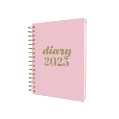 Afbeelding van Collins Scandi Afsprakenplanner 2025 A5 Dagplanner met afspraken Roze (E PW51.50 25) harde kaft en gerecycled papier