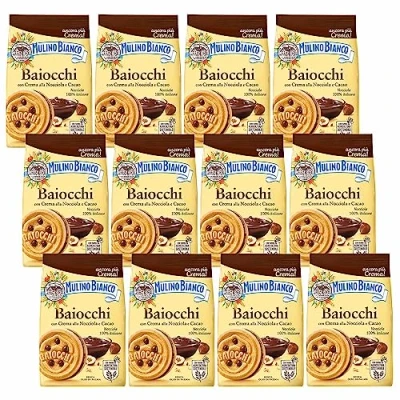 Afbeelding van MULINO BIANCO Baiocchi zandkoekkoekjes met hazelnootcream cacao 260 g (cacao, x12)