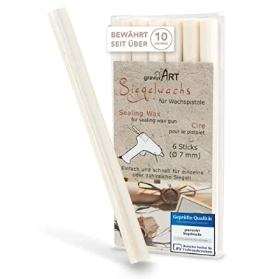 Afbeelding van 7 mm flexibele zegelwas voor pistool kleur parelmoer wit 6 stuks