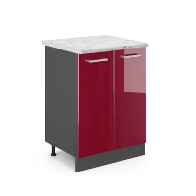 Afbeelding van Vicco Keukenonderkast R Line, Bordeauxrode hoogglans/Antraciet, 60 cm WB Marmer